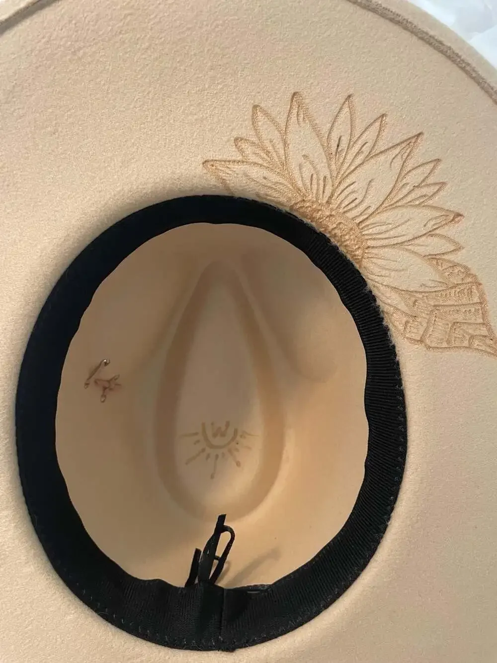Tan Burned Sunflower Wide Brim Fedora Hat